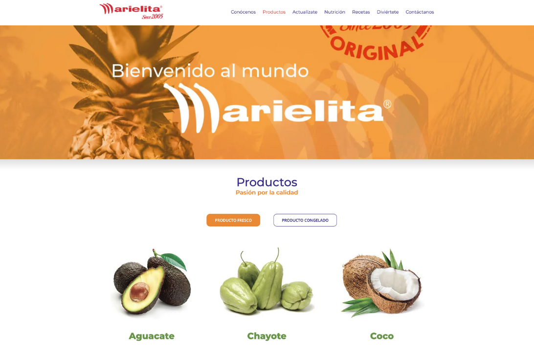 web marielita - productos